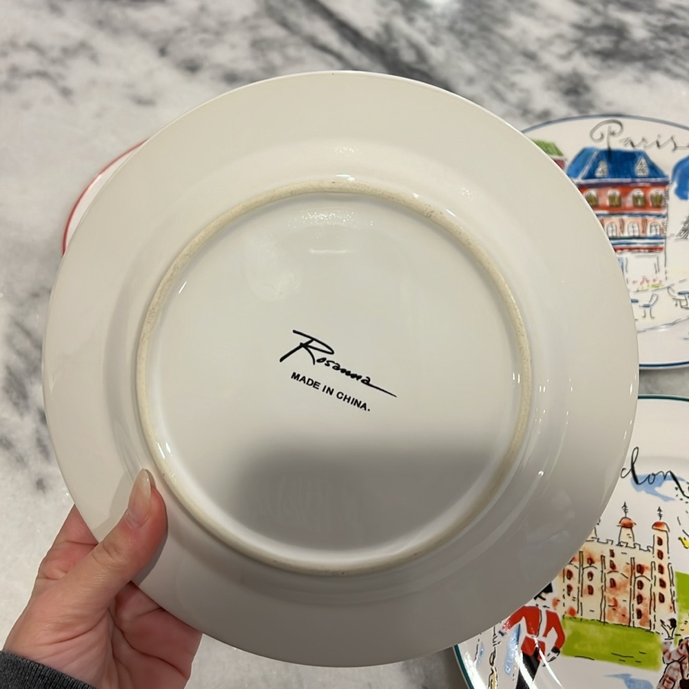 Vintage ROSANNA Bon Voyage Set 4 Dessert Plates New York, Paris, London, Venice - Picture 7 of 7